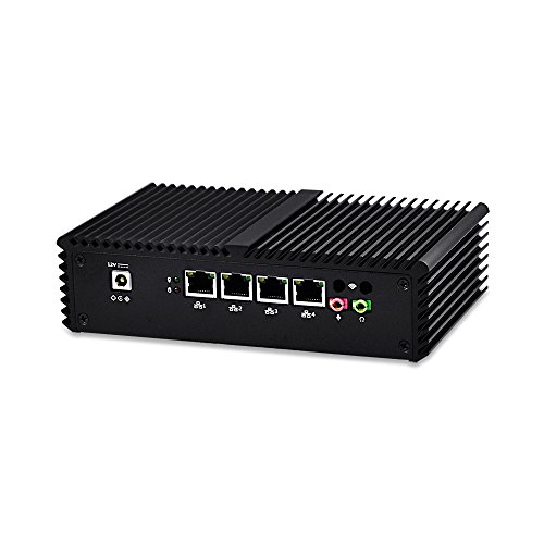 QOTOM-Q310G4 Mini Computer with 4 Gigabit LAN ports, 8GB RAM 64GB SSD WIFI, Fanless Mini computer preload PFSense as firewall router