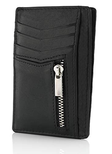 Goodmann Wallstreet ® Étui à Cartes en Cuir avec Compartiment pour pièces de Monnaie (10 Cartes) Protection RFID