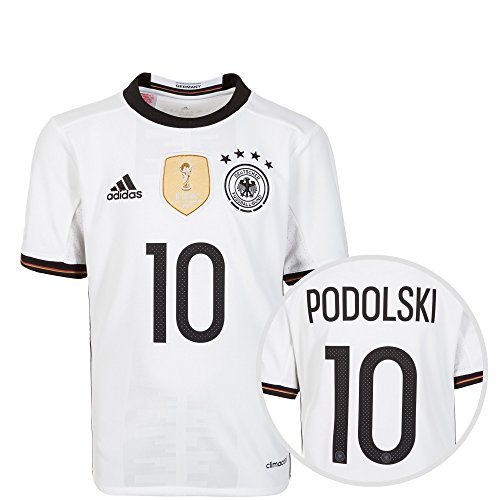 adidas DFB Trikot Home EM 2016 mit Name und Nummer Kinder Lukas Podolski, 164 – L