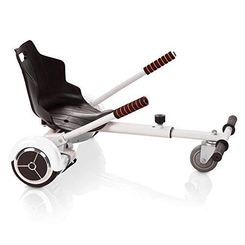 ACBK Pack by Tango - Patinete Eléctrico Hover Autoequilibrio con Ruedas de 6.5" + Silla Hoverkart - Luces LED integradas, Velocidad máxima: 10-12 km/h - Autonomía 10-20 km (Hover Blanco, Kart Blanco)