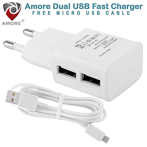 Amore 2.1 Amp 2 USB Port Compatible Mobile Charger For Motorola, HTC, Samsung, Lenovo, Sony, LG With Cable. RS.199 (67.00% Off) - Amazon