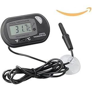 Digital-LCD-Fisch-Behälter-Wasser-Aquarium Marine-Vivarium Thermometer mit Saugnapf Sondenkabel, Schwarz