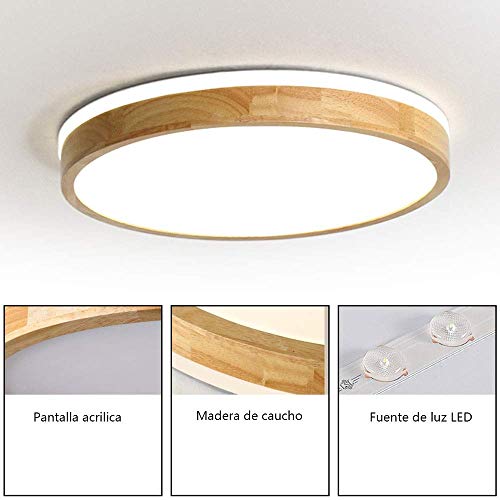 Preisvergleich Produktbild HTL Home Schlafzimmer Deckenleuchte, Deckenleuchte, Led Deckenleuchte, runde Deckenleuchte aus Holz Unterputz-Deckenleuchte Moderne Küche Schlafzimmer Esszimmer Büroleuchte [Energieklasse A ++],Warme