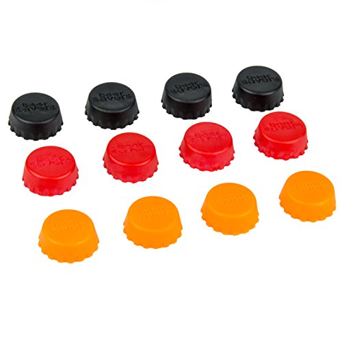 12er SET Silikon–Kronkorken zur EM, WM, Olympia, Beer saver, Bier–Kapseln, Flaschenverschluss, passt auf jede Flasche, Caps, Wein–und Saftflaschen, Pulle, Deckel, Farbe: Schwarz, rot, orange