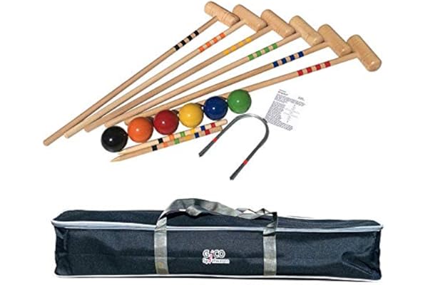 GICO Jeu de Croquet de qualité - Jeu en Plein air - 6 Joueurs - maillets Taille 80 cm - Qualite de EU - 3226