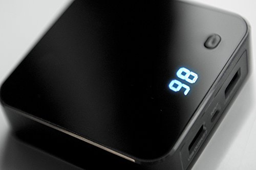 ednet 31891 Power Bank mit LED-Display, Kapazität: 7.800 mAh, 2x USB Port ( 1A + 2,1A) + Micro USB, kompakte Größe, schwarz - 7