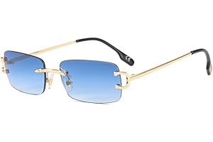 kachawoo Kleine Retro-Sonnenbrille, rechteckig, randlos, Vintage, männlich, weiblich, Sonnenbrille, UV400, rahmenlose Geburtstagsgeschenke für Mädchen