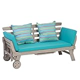 Funktionelle Sitzgelegenheit mit verstellbaren Armlehnen, wahlweise flach oder aufrecht einstellbar - flexibel als Sitzbank, Sonnenliege oder Gartensofa nutzbar