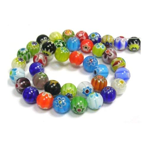 Packet 30 x Mixed Millefiori Glass 6mm Plain Round Beads Y03515 (Charming Beads)