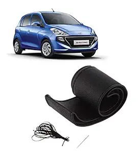 BIGZOOM Art Leather Car Steering Wheel Cover for Hyundai New Santro