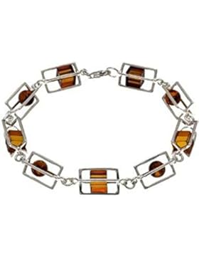 Noda Armband Sterling-Silber Bernstein 20 cm, rechteckig, Honigfarben