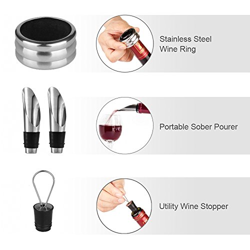 Aidodo Elektrischer Korkenzieher Wein Elektrisch Weinöffner Set mit Folienschneider Wein Ring und Weinkorken Wein Ausgießer - 4