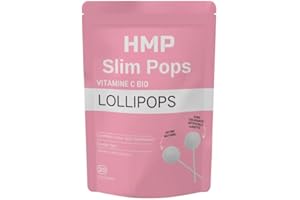 Slim Pops HMP - Sucettes Coupe-Faim pour Perte de Poids - 20 Sucettes Minceur, Vitamine C, Konjac, Mandarine Séchée, Prune Verte, Menthe - Sans Sucre et Enrichies en Fibres
