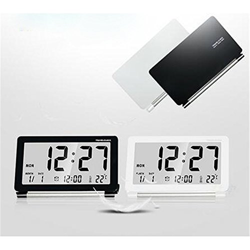 Delmkin LCD Wecker Ultra-dünne Klapp-Reisewecker Tragbare Digitale Wecker (schwarz) - 3