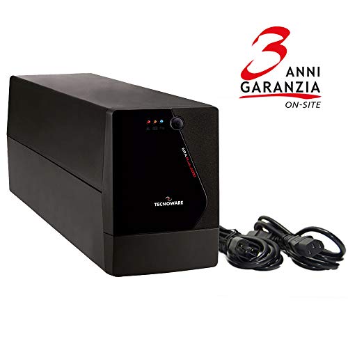 Tecnoware Era Plus Unidad de Alimentación Ininterrumpida UPS de 2000 Se Motor Monofásico, Pseudo-Onda Sinusoidal, AVR Estabilización, Color Negro