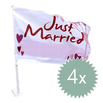 Autoflagge „Hochzeit“, 4er Set – romantische Hochzeitsdekoration für Ihr Auto - 2