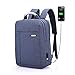 Produktbild WREEE Anti-diebstahl Laptop Rucksack mit USB Ladeanschluss Wasserdicht Canvas Schulrucksack Daypack Unisex Business Reise Schule Notebook Rucksack für Herren Damen,Blue