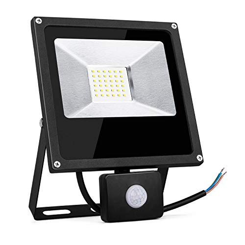 TOPLANET Focos Led 30W Exterior con Sensor Movimiento Foco Proyector LED IP66 Impermeable LED Seguridad Floodlight para Patio/Jardín/Garaje (30w con sensor)