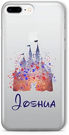 SmartGiftShop Cartoon Movie PERSONALISED CLEAR TPU Phone Cover Case for iPhone & Samsung Disney-iPhone 7-Disney Castle Blue