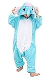 JT-Amigo Kinder Pyjama Strampler Schlafanzug Tier Kostüm für Halloween Karneval Fasching, Elefant Kostüm, Gr. 140/146