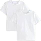 Kids Boys Girls Pack of 2 Crew Neck T-Shirts Plain School Sports PE Kit Top