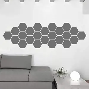 JURUOXIN Honeycomb Wall Decals Geometric Colorful Wall Sticker Home Decor Baby Kids Room Decal Nursery Pattern - Pack of 24Pc. (Light Grey)