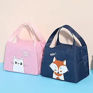 DROZIP Cute Cold Bag Cartoon Kids Lunch Bag for Women Black Dog Thickened Hot Breakfast Food Box Portable Picnic Trip (Multi Color)