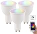 Produktbild Luminea GU10 RGB: 3er-Set WLAN-LED-Lampen, Amazon Alexa & Google Assistant komp, GU10 (RGB LED)