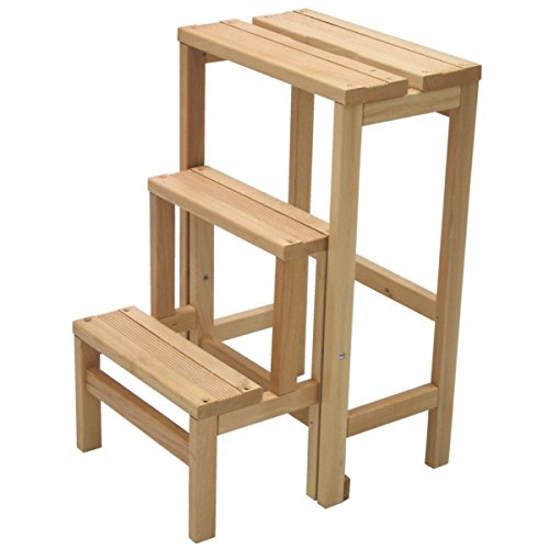 Retractable Wooden Stool Ladder Staircase with 3 Steps by ZAPPATERRA