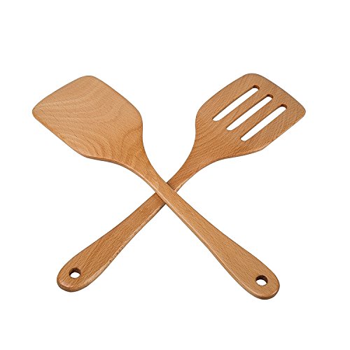 Title: Garcoo Wooden Multi-purpose Spatulas Set, Non Stick Beech Wood Turner / Flipper, Cooking Utensils, Pack of 2, Eco-friendly and Dishwasher Safe Garcoo Hölzern Mehrzweck Teigschaber Set, Non Stick Buchenholz Pfannenwander / Pfannenwender, Kochutensilien, 2-er Pack, Umweltfreundlich und Spülmaschinenfest - 2