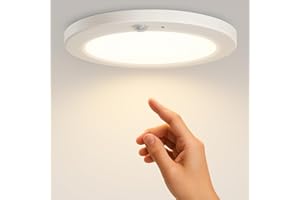 zenlavia Deckenleuchte mit Bewegungsmelder, LED Deckenlampe Flach mit 3 Farbtemperaturen (3000K/4000K/6000K), 15W 1500lm, Ø19cm Rund Ultraflach, IP44 Wasserdicht, Weiß Lampe für Flur, Bad, Keller