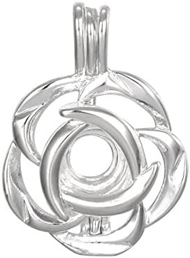 10pcs Flower Jewelry Making Supplies Silver Plated Bead Cage Pendant - Add Your Own Pearls, Stones, Rock to Cage,Add Perfume and Essential Oils to Create a Scent Diffusing Locket Pendant Charms