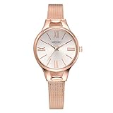 Armbanduhren Modeaccessoires, Metallarmband Frauen R?mische Ziffern Rundes Zifferblatt Analoge Quarz-Armbanduhr - Ros¨¦gold