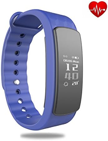 Smart Health Bracelet, Veriya Bluetooth Heart Rate Monitor Smart Fitness Bracelet Sleeping Tracker Pedometer with IP67 Waterproof Sports Swimming Wristband Call Message Reminder Music Player for Android and iOS Smart Phones Such as iPhone 7/7 Plus/6s/6/6 Plus/5/5S/SE, Samsung, Huawei Mate 7/P9, LG, Sony (Blue)