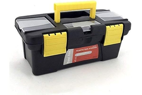 PARATPAR MALL multipurpose storage box hand tool Mini Hardware travel tool kit carry with handle garage drill Screwdriver, Wrench, Hammer, medicine Home Stuff portable organizer with removable tray.