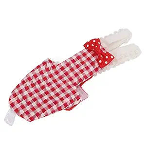 Bird Diaper, Waterproof Cotton Elastic Parrots Pilot Suit Bowknot Design Protective for Budgies for Macaw for Parakeet(S Number, Red Grid)