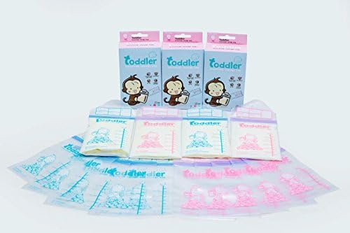Toddler Baby Breastmilk Storage Bag - Blue and Pink Colour with Ziplocks BPA Free Pre-Sterilised Pack of 22