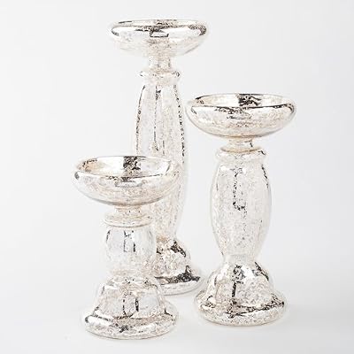 Eastland Bougeoir en Verre Mercure Unique pour Bougies Pilier. Lot de 3. (3 Tailles)