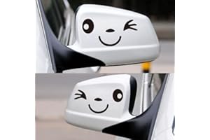 NewTeam - Autocollants pour rétroviseurs de voiture, motif smiley clin d’œil, amusants, mignons et joyeux (Noir)