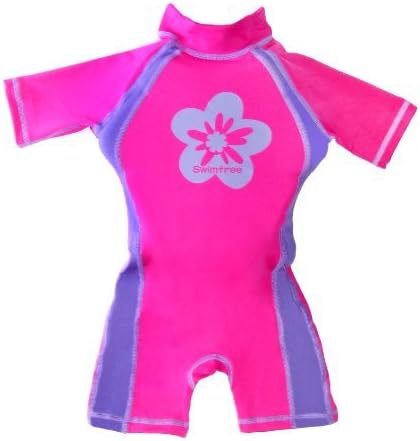 Swimfree Girls Pink/Purple Floating Swimsuit Sun Protection Swim Suit Spf+50 Flotation Suit Size Large For Kids Age 5.5-7.5 Years Old