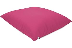rucomfy Beanbags Square Floor Cushion Large Indoor/Outdoor Bean bag - Use As Large Pillow or Chair - Water Resistant and Durable - L70cm x W70cm (Cerise Pink)
