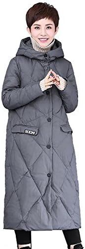 Women Down Jacket Hooded Long Sleeve Button Warm Puffer Coats Thicker Parkas . Gray . Xxxl