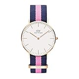 Daniel Wellington Damen beige Quarz Zifferblatt, blau & pink Nylon Strap Uhr 0505DW