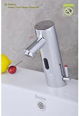 HFaucet® Contemporary Chrome Finish Bathroom Sink tap with Automatic Sensor without Battery(Hot and Cold)