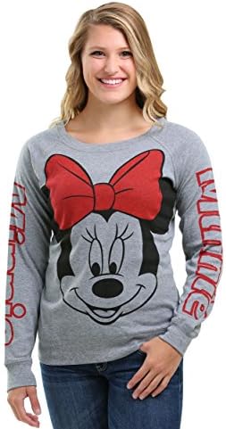 Freeze Juniors Womens Minnie Mouse Big Face Print Juniors Raglan Sweatshirt Medium