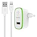 Belkin - Chargeur Secteur USB 12W/2.4A avec Câble Lightning pour iPhone et iPad - 1,2m - Compatible iPhone 8/8+ et iPhone X - Blanc/Vert (Certifié MFi)