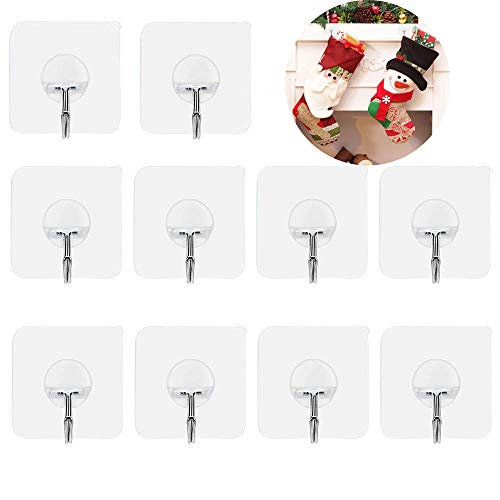 Preisvergleich Produktbild Fotosnow Wandhaken 15 Pfund (Max) transparent180 Grad drehbar Deckenleuchte Aufhängung ohne Nägel, Wiederverwendbar Seamless Haken No Scratch Haken, wasserdicht und oilproof10-bag