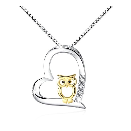 Joyería para mujeres regalos para niñas collar colgante de búho collar para mujer de plata de ley 925 en dos tonos búho…