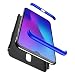 Produktbild Fanxwu Kompatibel mit Oneplus 6T Hülle 3 in 1 Kombination 360 Grad Schutz Schutzhülle [Gehärtetes Glas Schutzfolie] Anti-Kratzer Schützend Abdeckung - Blau und Schwarz