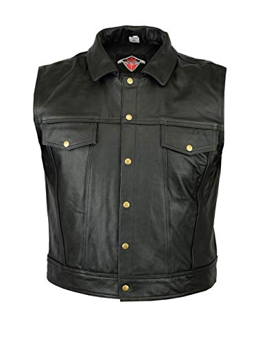 Texpeed Mens Wasik Black Leather Casual Waistcoat